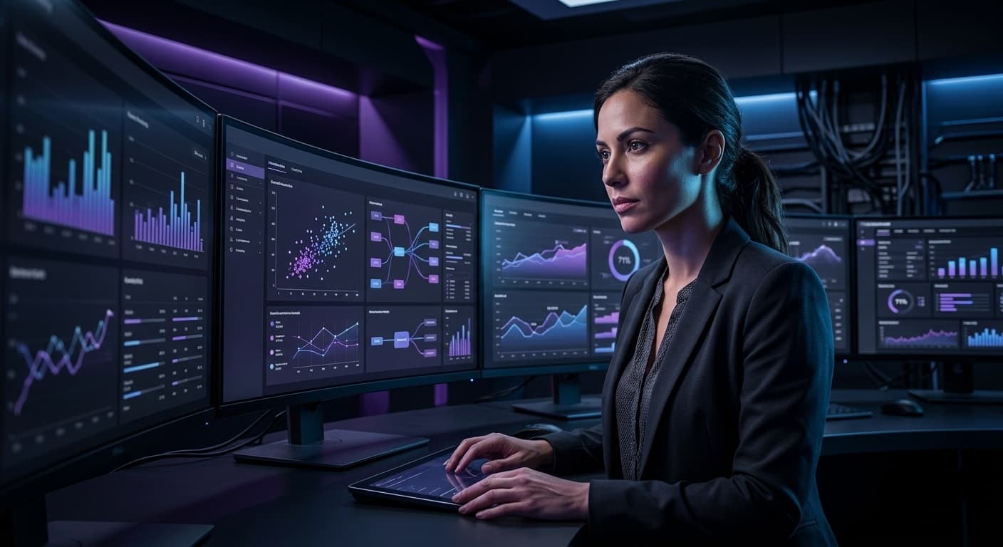 A RevOps leader reviewing a readiness dashboard on a monitor